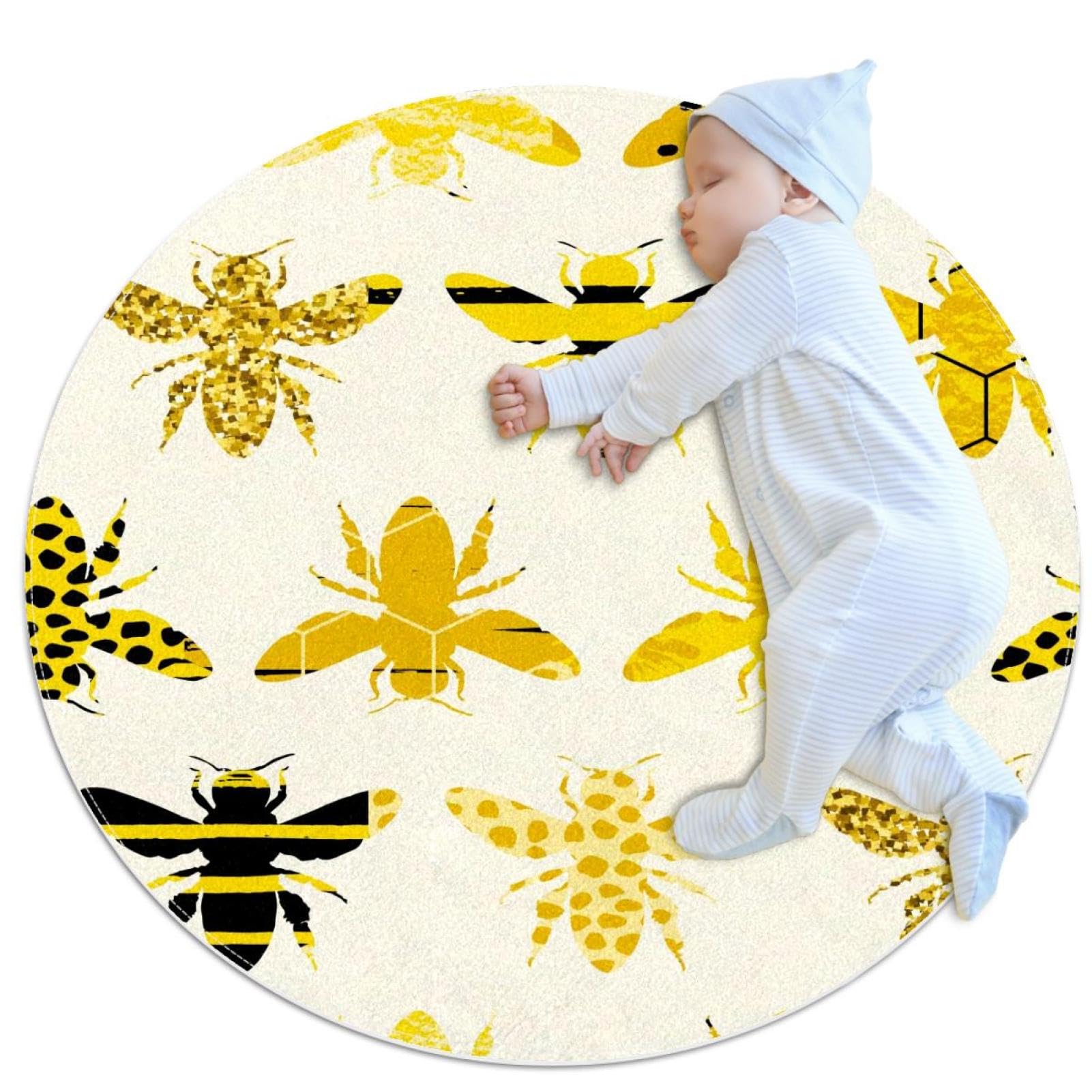 Tapis de salle de bain bourdon rond idéal pour chambre enfant et salon