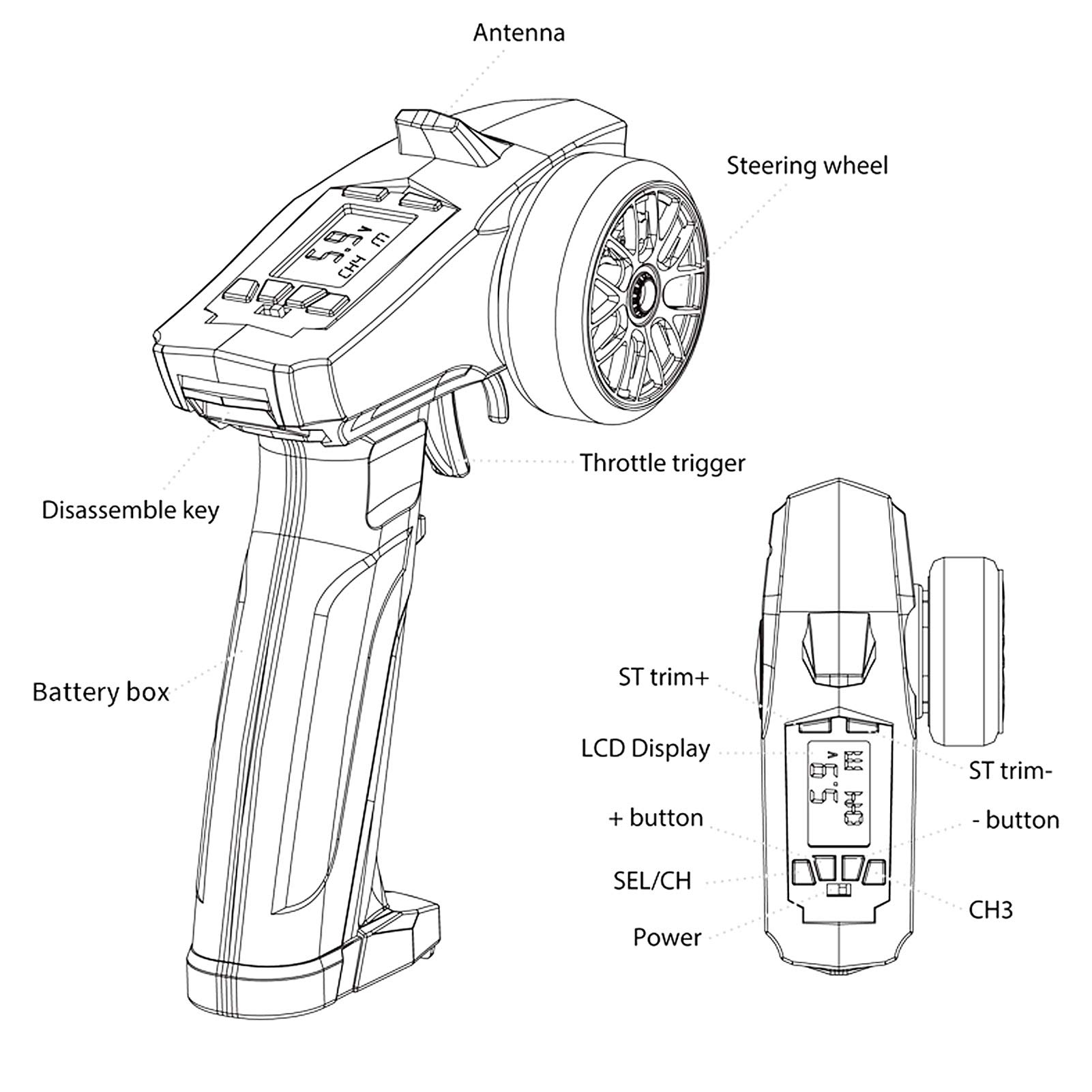 ZIZEV Rc Transmitter, Low Battery Warning Plastic 2.4G Remote Control Transmitter for Rc Boat for Rc Remote Control Boat for Rc Car for Rc Remote Control Car