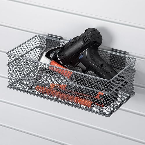 Miniatura 8 de Barydat Juego de 4 cestas de metal ventilado para colgar en la pared, accesorios para colgar en la pared, accesorios para panel de almacenamiento de