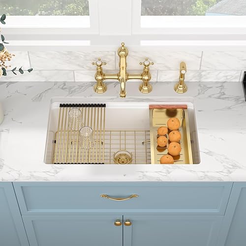 Miniatura 108 de Sarlai - Cerámica de porcelana de fregadero de porcelana, color blanco Blanco,Negro -,Negro estación de trabajo,Blanco estación