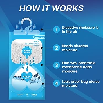 Homesmart Pack of 3 Wardrobe Dehumidifier Hanging Bags Moisture Absorber