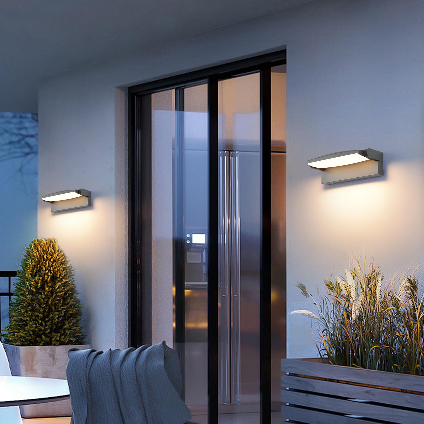 SANSHI Applique da esterno 30W con Pannello LED 350°regolabile,Grigio Scuro | 3000K/4000K/6500K luci da esterno,applique Impermeabile IP65,Lampada da parete esterno Per giardino terrazzo balcone