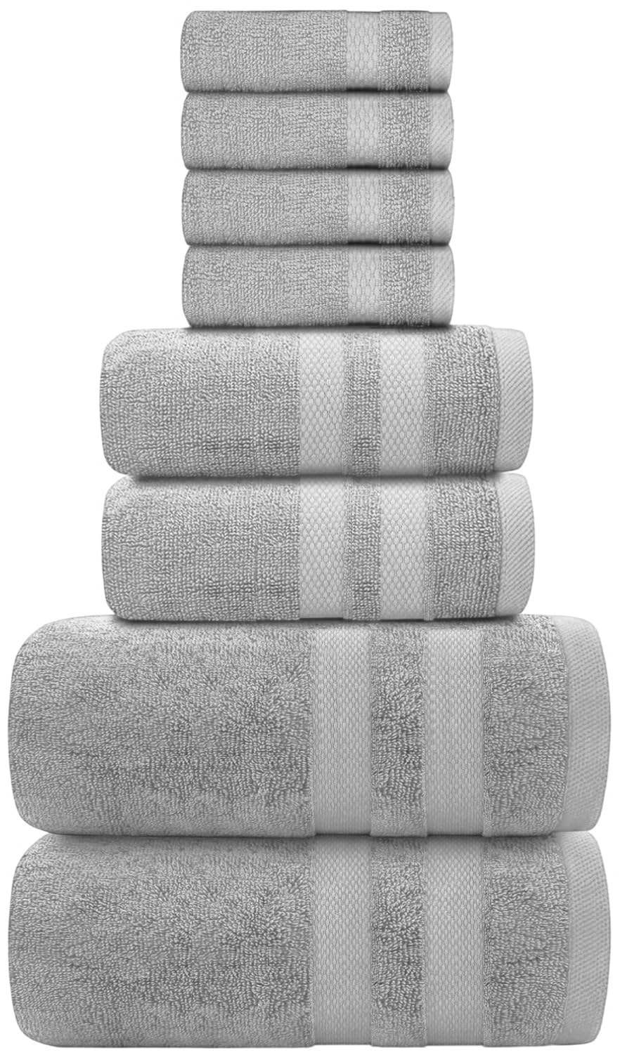 Juego de 8 toallas de 800 g/m², calidad prémium, súper suaves, 100% algodón egipcio, 4 paños para la cara, 2 toallas de mano, 2 toallas de baño, juego de toallas de lujo altamente