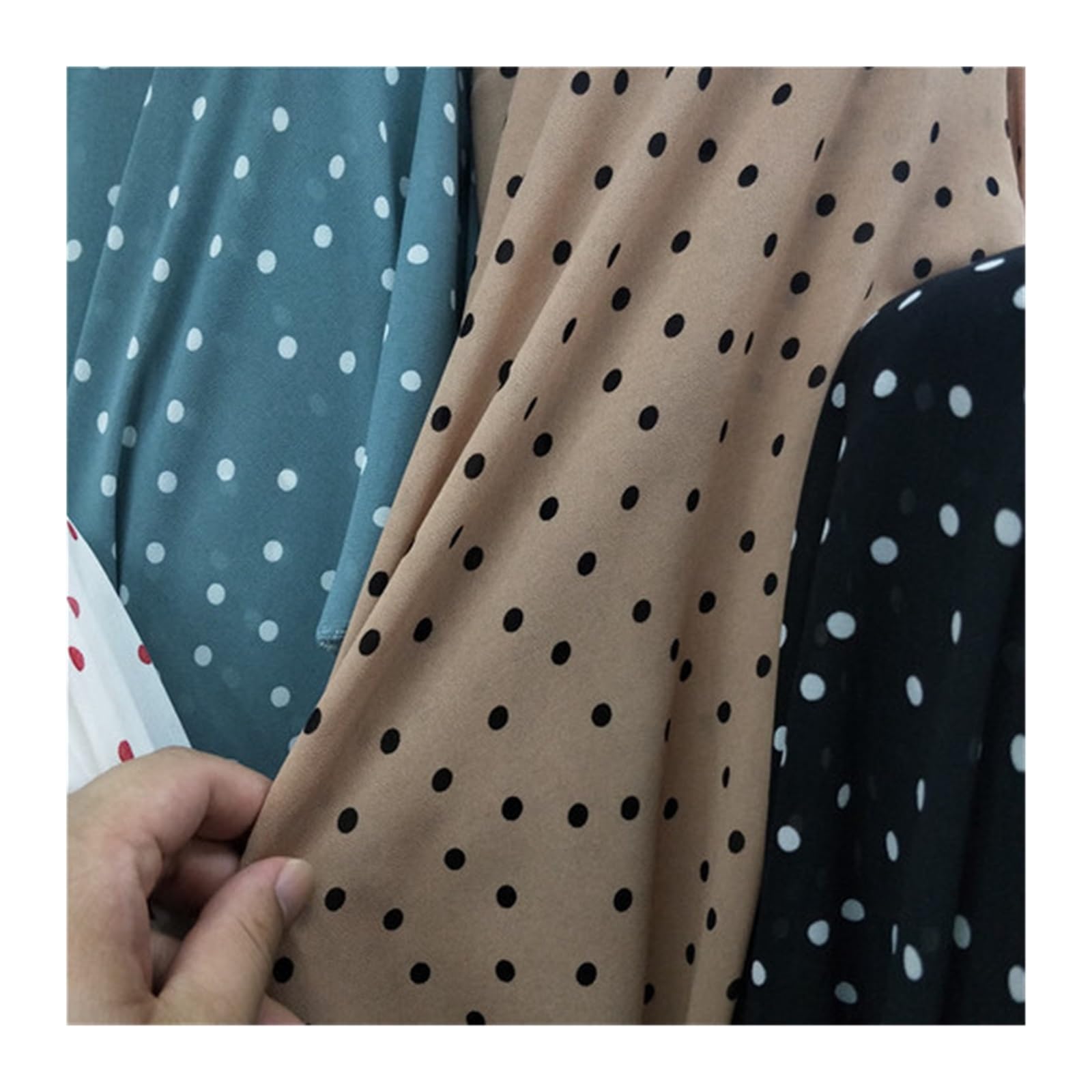Polka Dots Fabric Polka Dots Pearl Chiffon Fabric By The Meter for Clothing Dresses Shirts Sewing Printed Drape Thin Soft Cloth(Coffee Black dot)