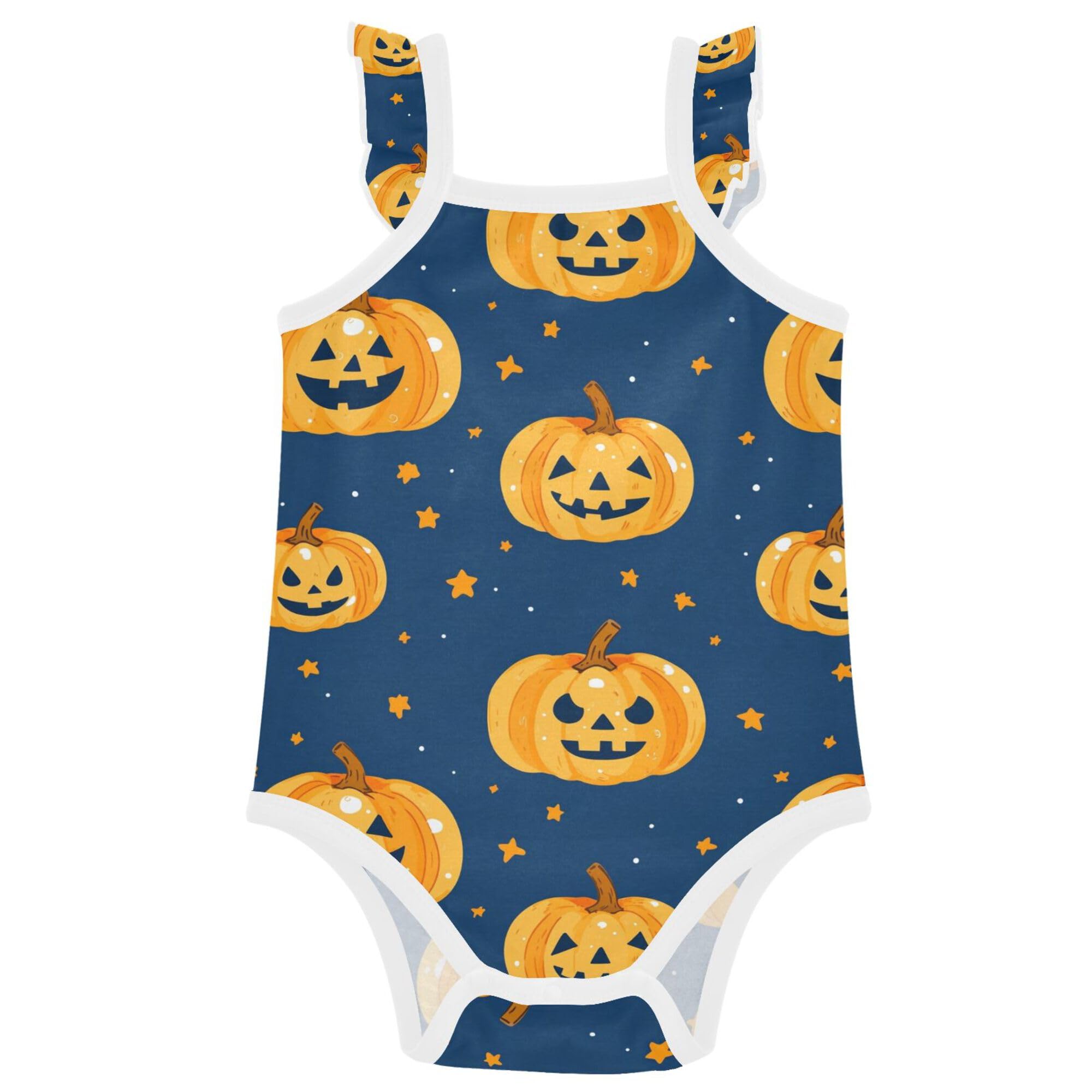 Wudan Fall Stars Pumpkins Baby Sleeveless Bodysuits Summer Cotton Baby Undershirts Toddler Romper First Birthday 9M