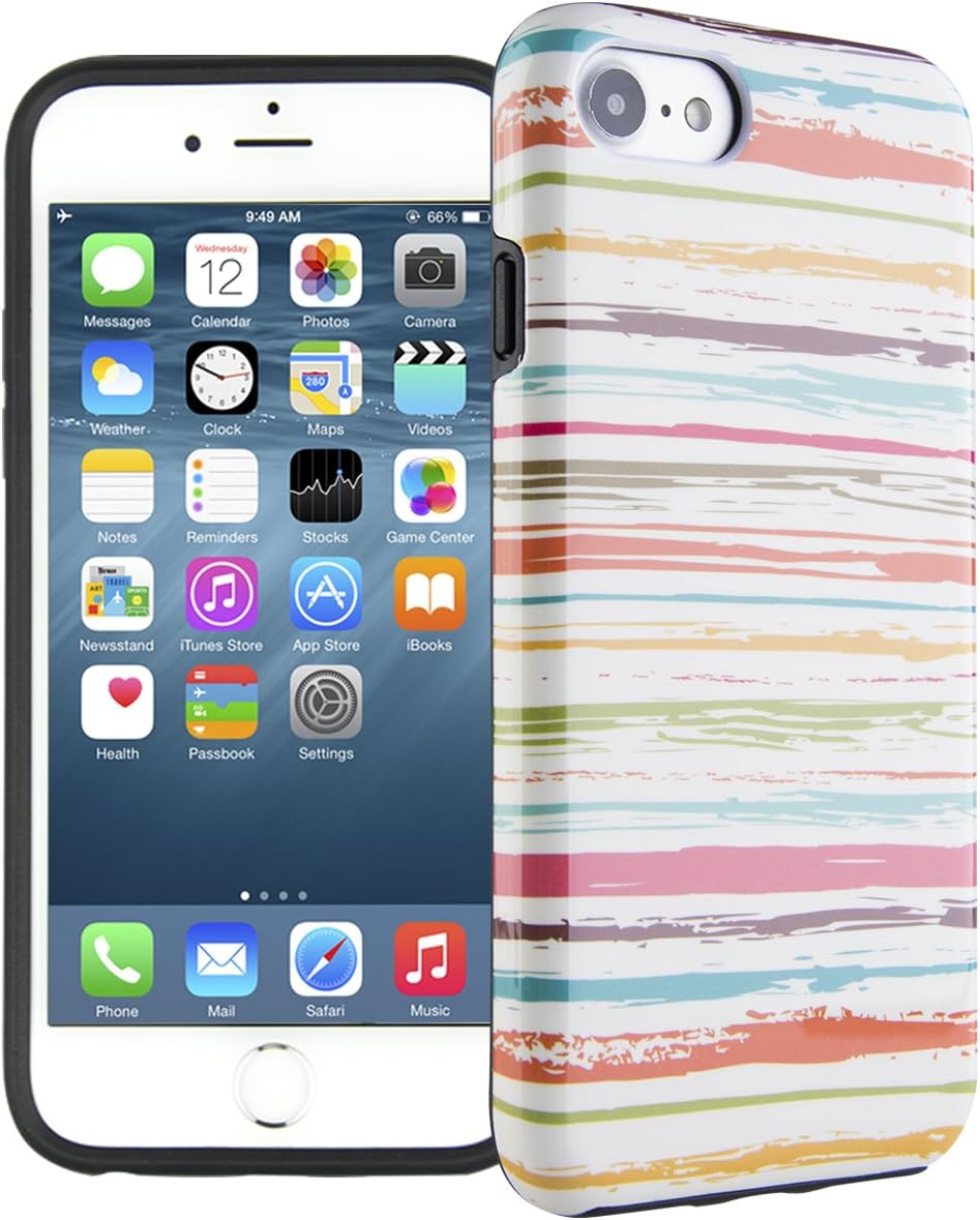 Dimaka Case for iPhone SE, 7 and 8, Cute Colored Pattern Case for Girls, 2 Layer TPU + PC Print Protective Cover Case for iPhone se,iPhone 7 and iPhone 8 (Hand Drawn Stripe 67)