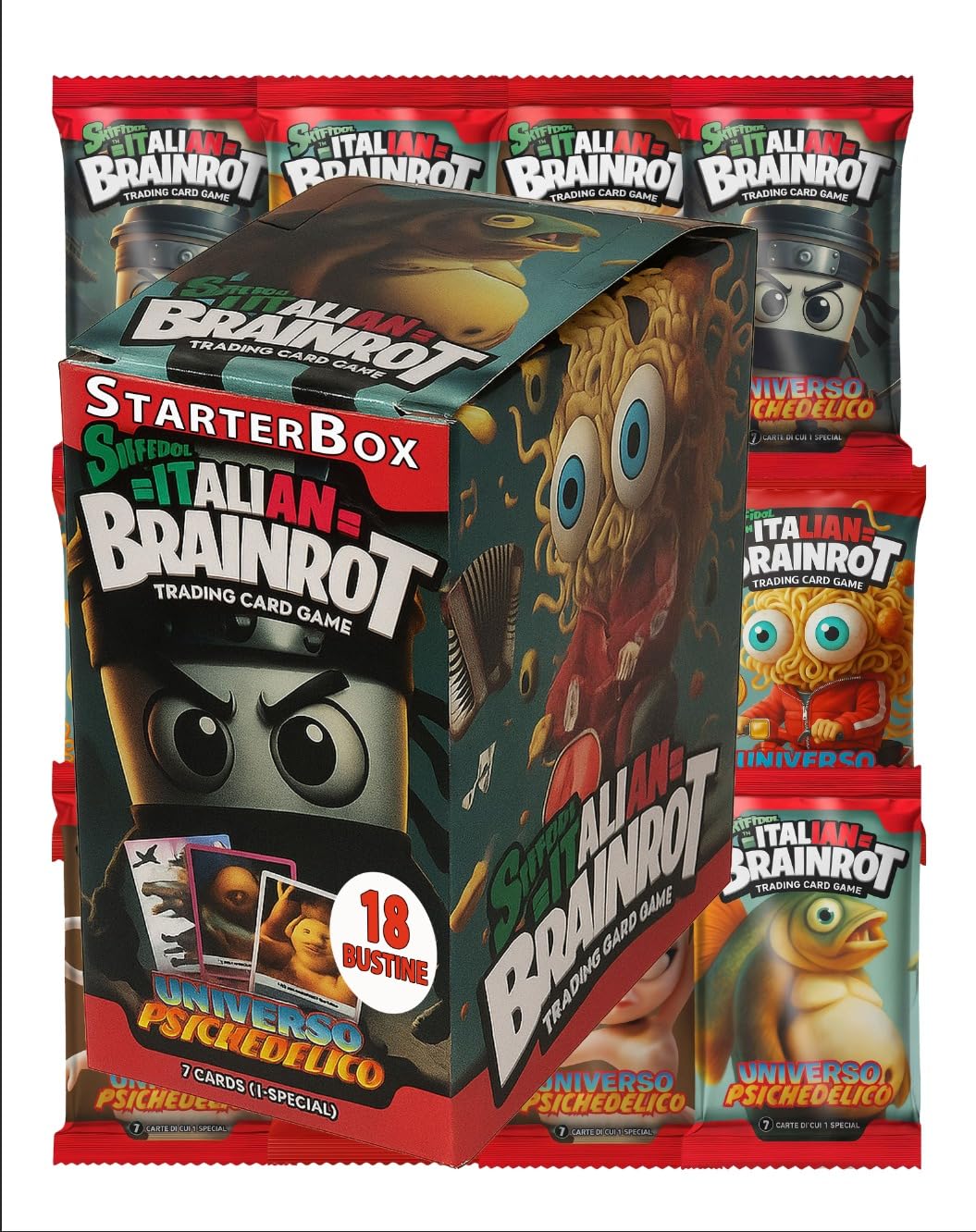 Skifidol Italian Brainrot Trading Card Game – Edición En Inglés, 48 Sobres De 7 Cartas, Juego De Cartas Coleccionables Para Niños, Fans Y Coleccionistas