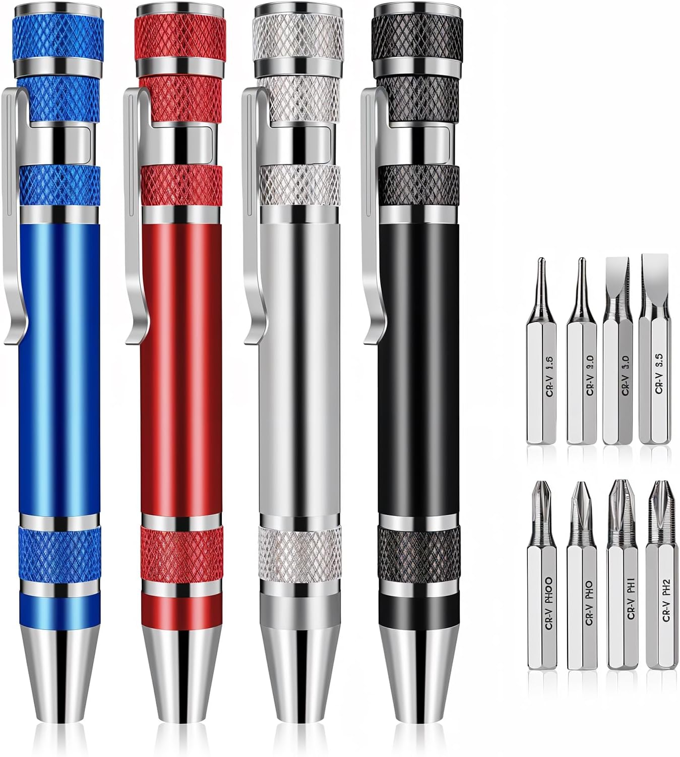 4 Pcs 8 in 1 Multitool Pen Screwdriver Set, Flathead Screwdriver for Repairing, Installing, General Maintenance