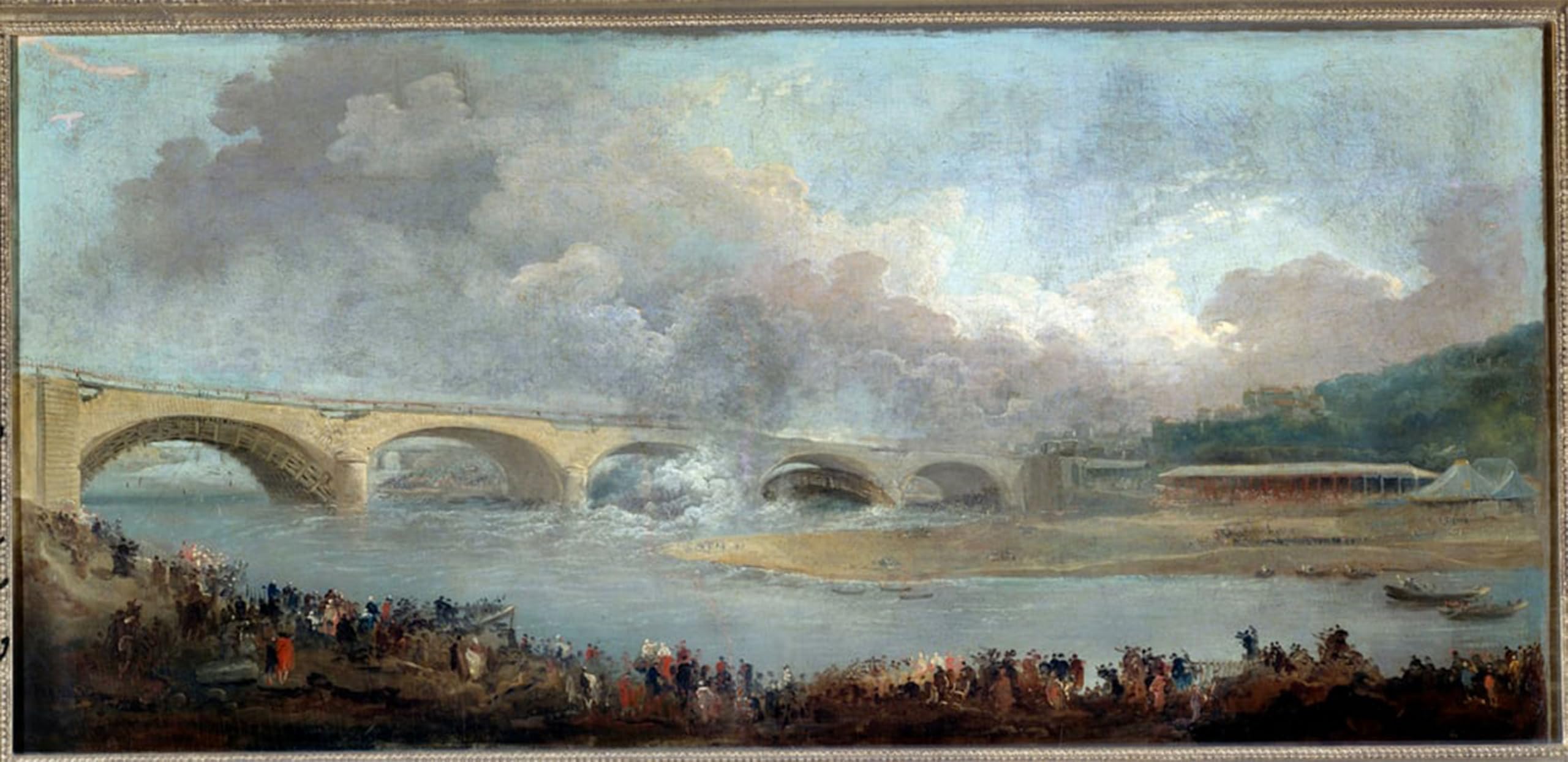 ARTXLXXBN Famous Painting Canvas Artwork Graffiti Print the Decintrement of the Neuilly Bridge on by Hubert Robert Portrait Canvas Image for Home Decor 60x90cm