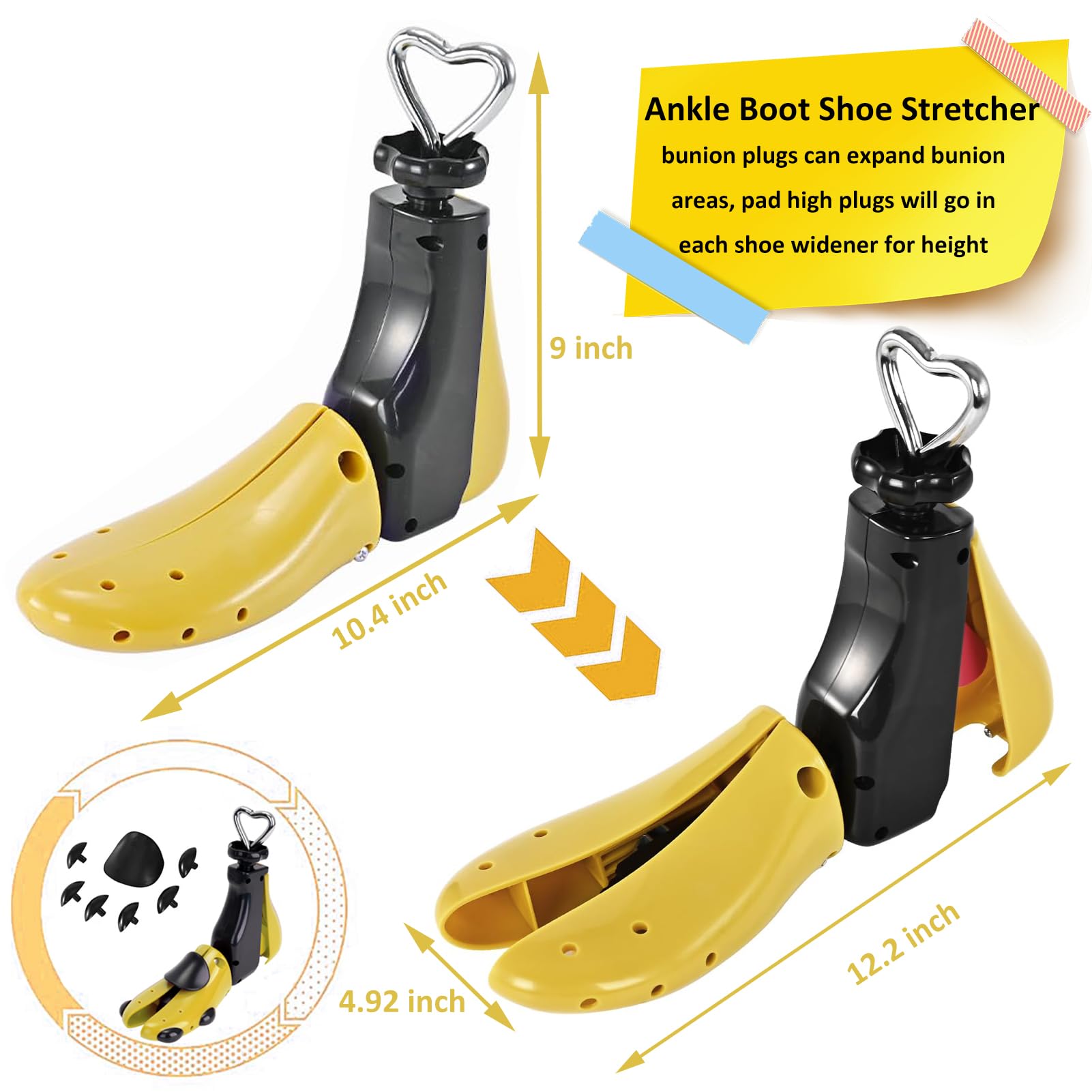 Schuhspanner, breite Füße für Herren und Damen, professioneller Schuhspanner, verstellbare Länge und Breite (Herren 42-47 / Damen 42-42, Gelb), Gelb-L (für Herren 36-48, Damen 42-42), For Women