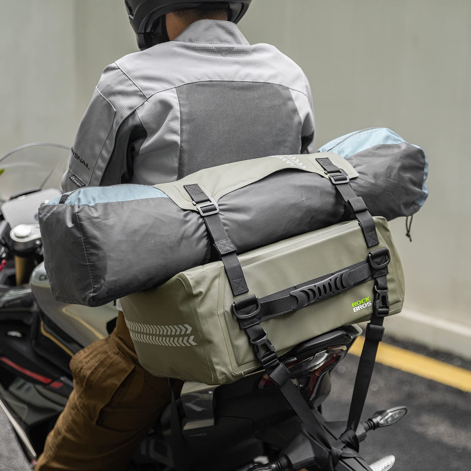 ROCKBROS Bolsa Asiento Trasero para Moto 30L, Bolsa Sillín de PVC Impermeable Maletero Reflectante para Motociclismo Viajes