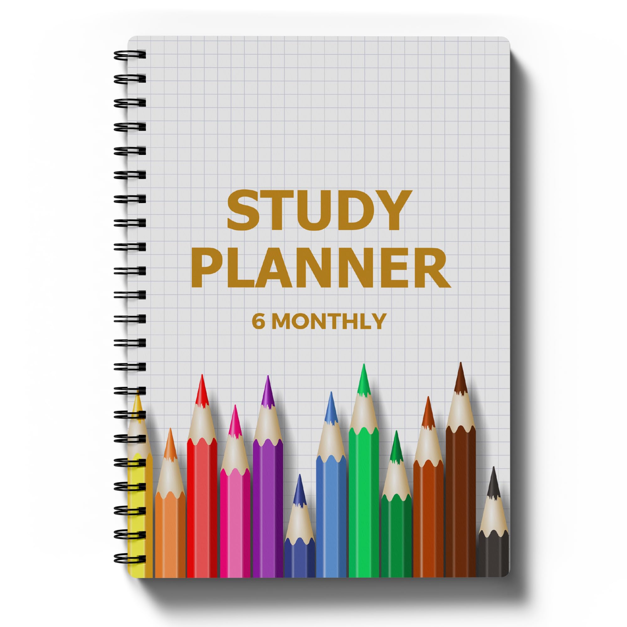 Amazon Brand – Eono Study Planner for 6 Months, Spiral Hard Bound, Academic Planner (White Pencil)