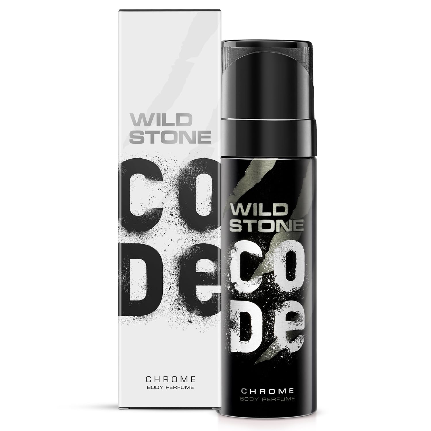 WILD STONE CODE Chrome Long Lasting No Gas Body Chrome Black Perfume Spray For Men, 150Ml