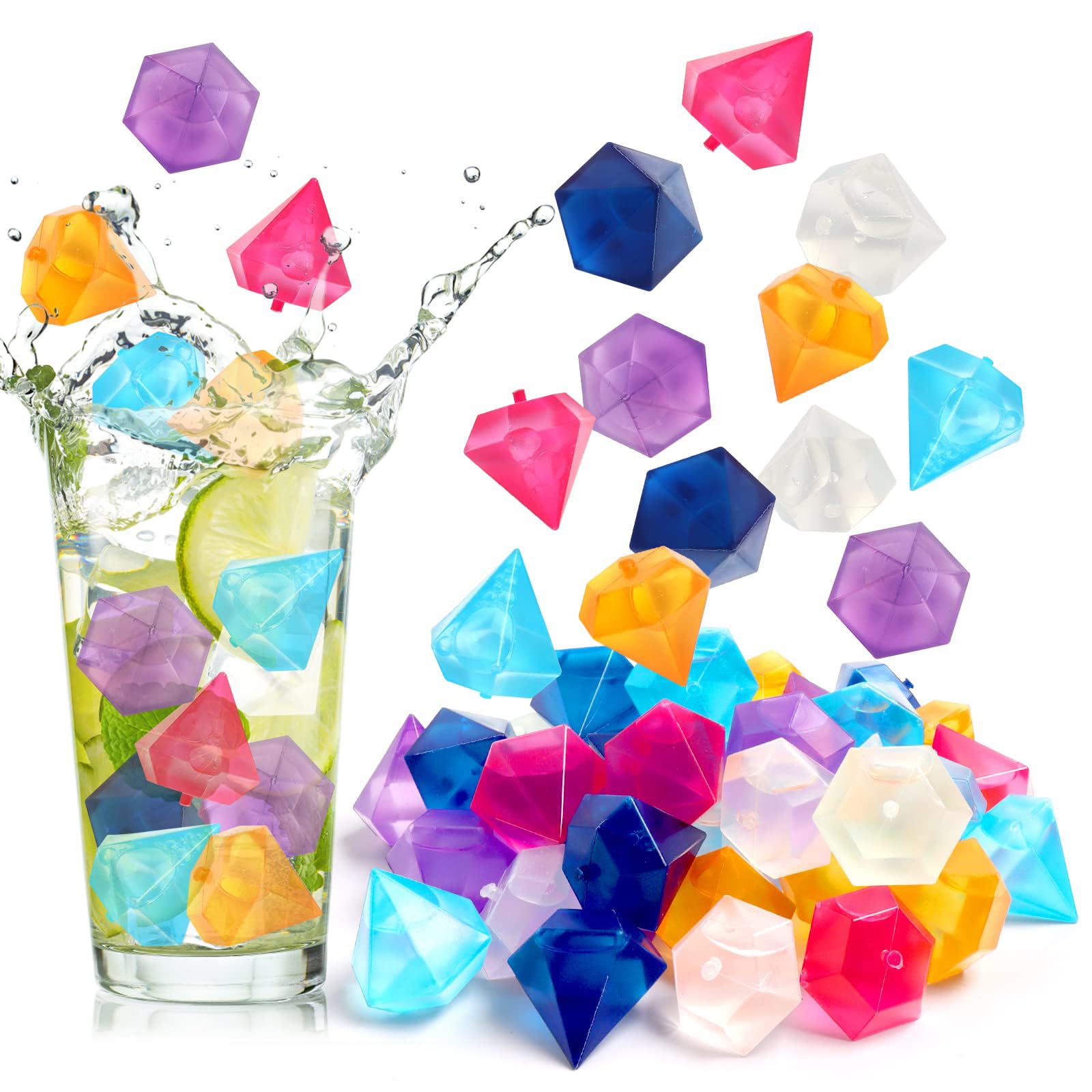 Sponsored Ad – TERRIFI 48 Pack Reusable Ice Cubes, Diamond Shape Reusable Frozen Ice Cubes, Plastic Squares for Drinks like Whiskey, Wine or Beer, to keep your Drink Cold Longer (multiple colour)
