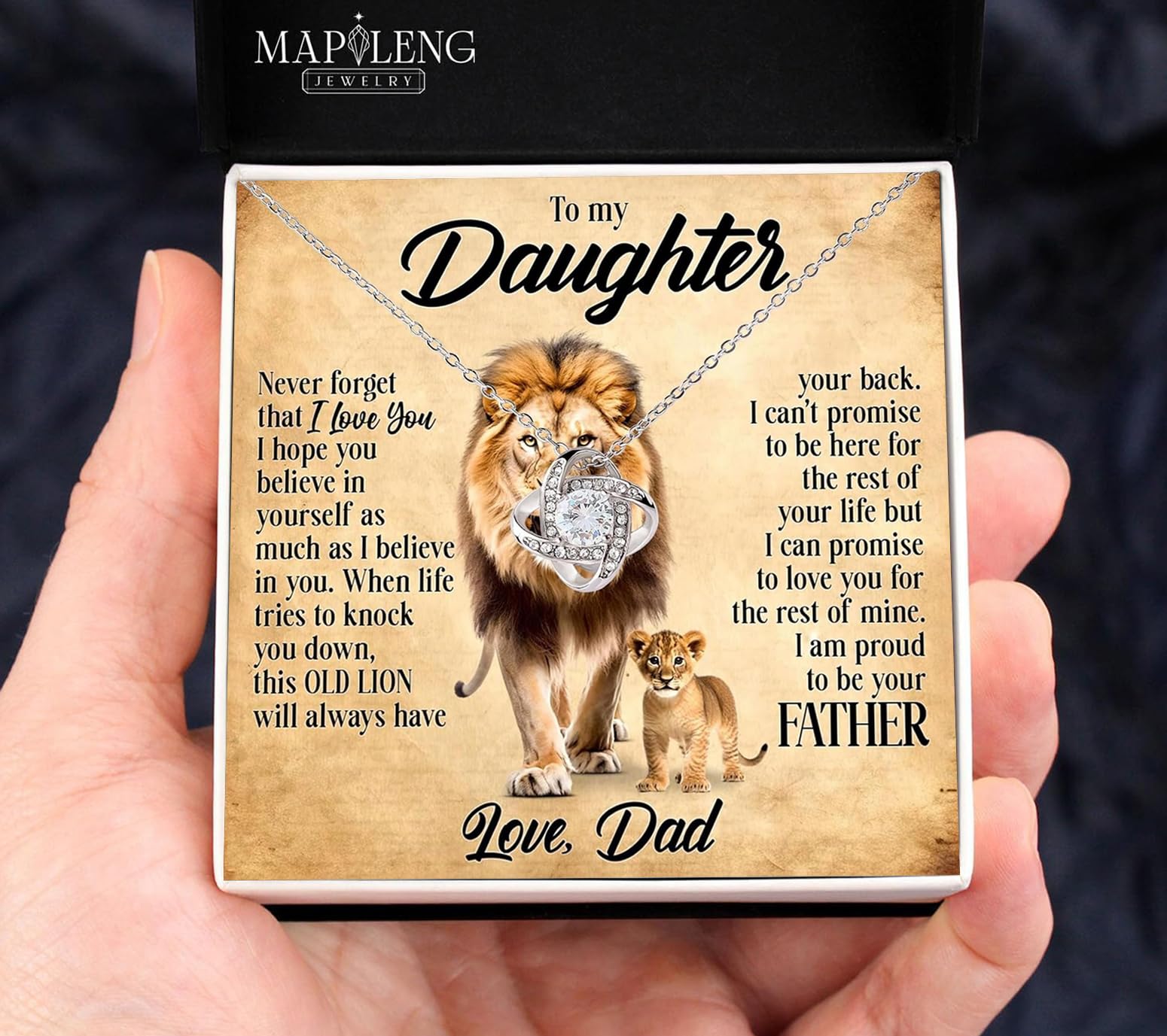 Collar con texto en inglés «To My Daughter From Dad, Old Lion Father To Daughter», collar para hija de papá, collar de hija de papá, regalo para mi hija, collar de padre e hija