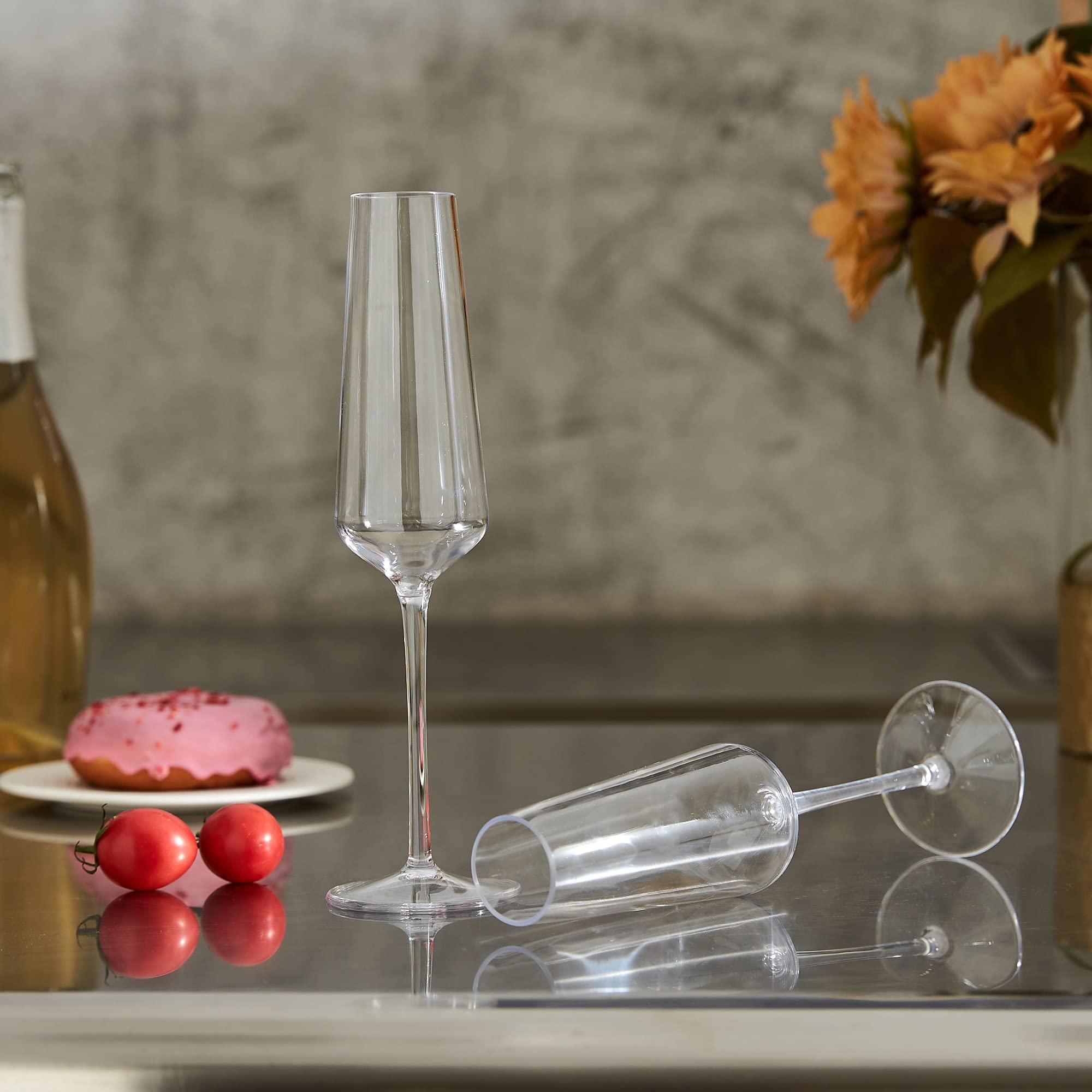 réutilisable Tritan-Plastic champagne flûtes incassable lave-vaisselle en plastique coffre-fort verrerie fête d'anniversaire de mariage Gift-224ML / 7.8oz, set de 4