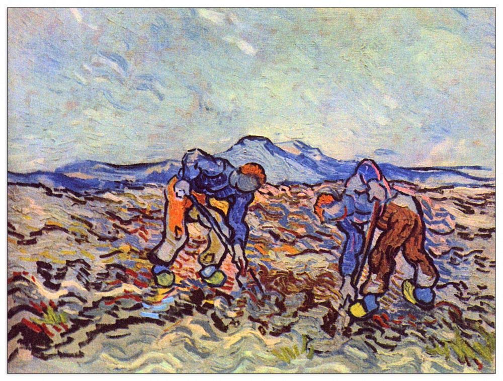 ArtPlaza Van Gogh Vincent Farmers at Work panneaux decoratifs bois MDF multicolore 80x60 cm pour salon