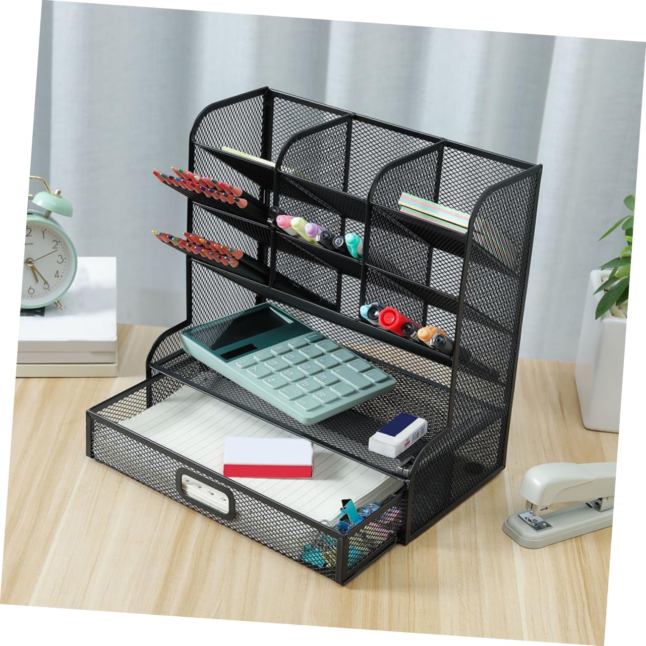 Gadpiparty Organizer per Articoli Artistici in Metallo Rete Design Portapenne da Scrivania Contenitore Portaoggetti Organizer per Matite e Penne