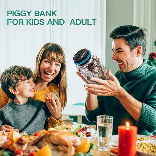 Miniatura 4 de Banco de monedas para ahorrar dinero, contador de monedas digital, alcancía para adultos y niños, tarro de monedas con contador de cambio para