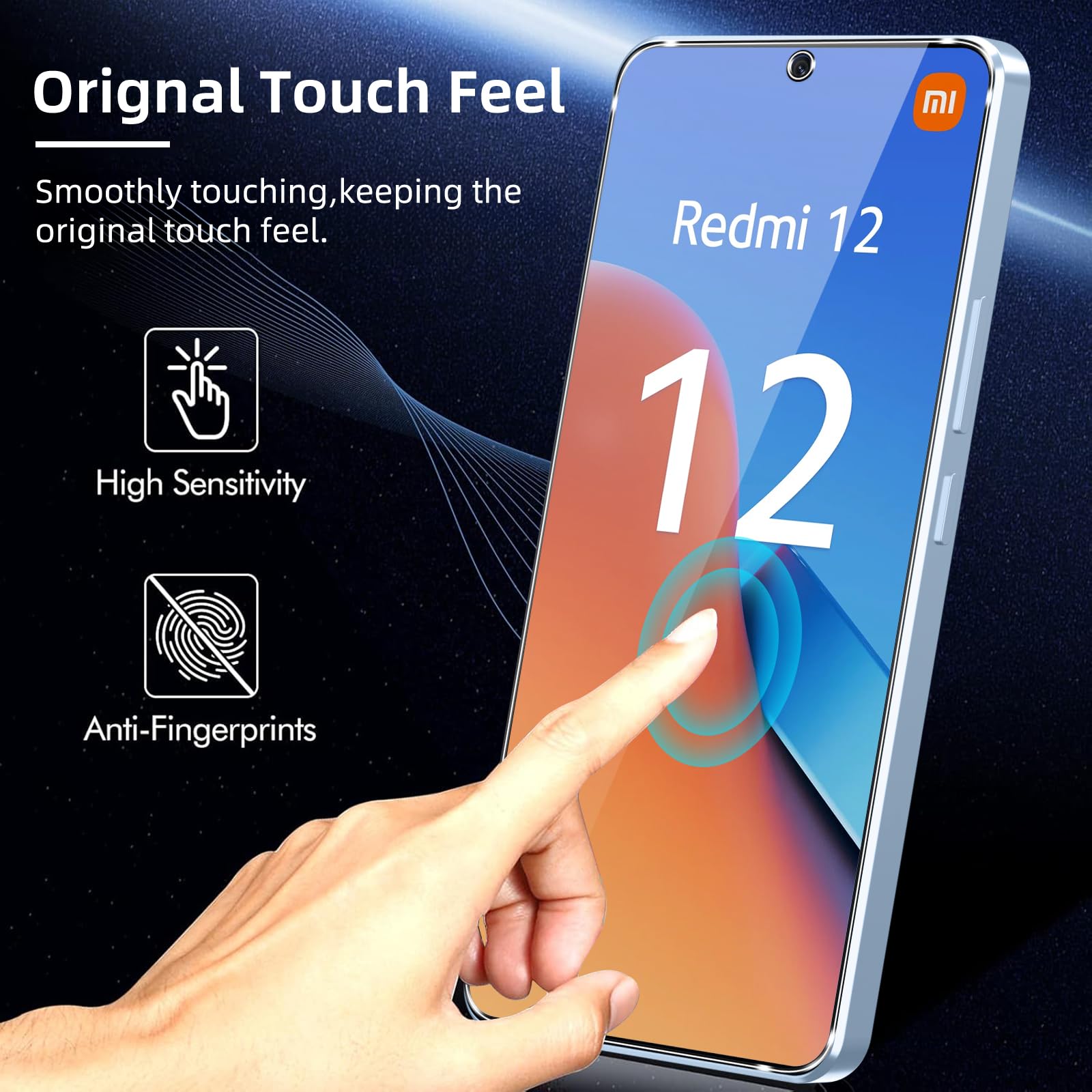 Coiwxmoi Vetro Temperato Per Xiaomi Redmi 12 4G/5G - 2 Pezzi, 9H Anti-Graffio, Anti-Impronte