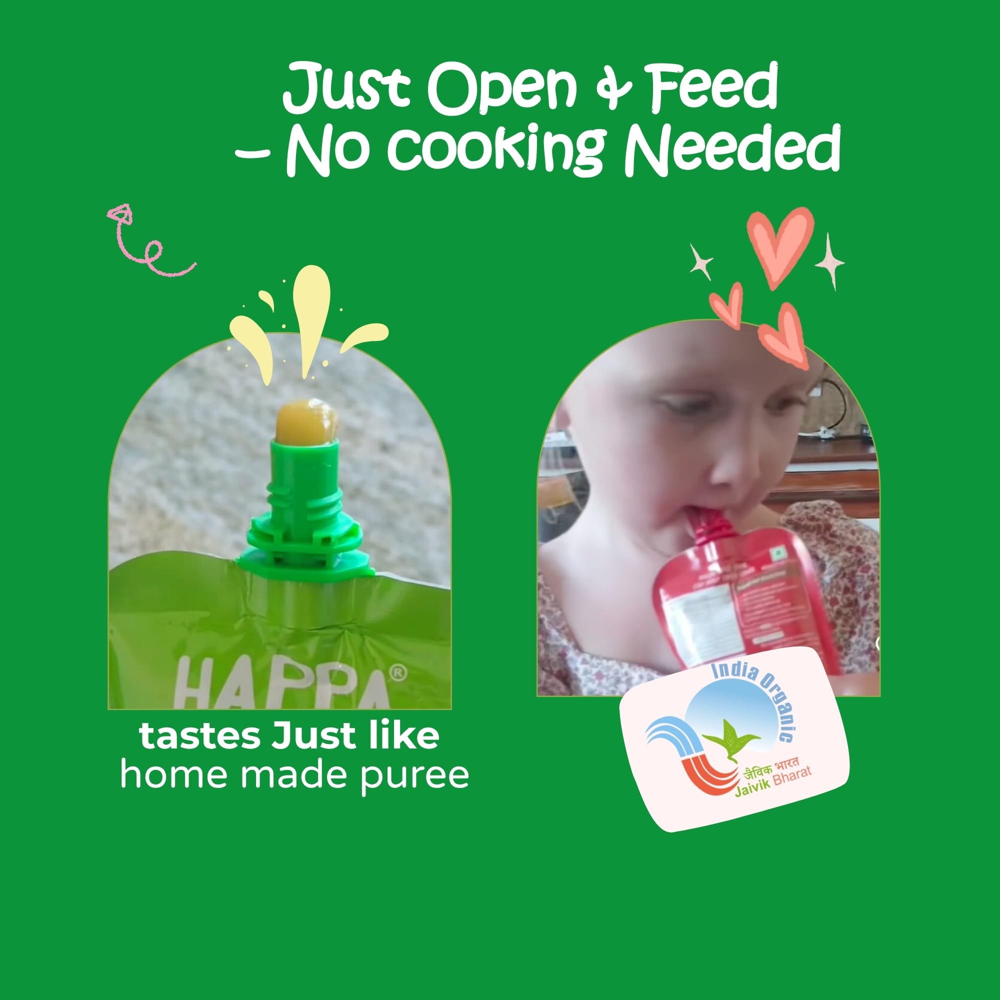 Happa Organic Baby Food Apple Mango and Multigrain Puree | 100% Fruits | No Added Sugar, No Milk Powder, No Preservatives | Stage 3 (8 Months+) | Ready to Eat | Free from Common Allergens | Pack of 1 (100g Each) 4