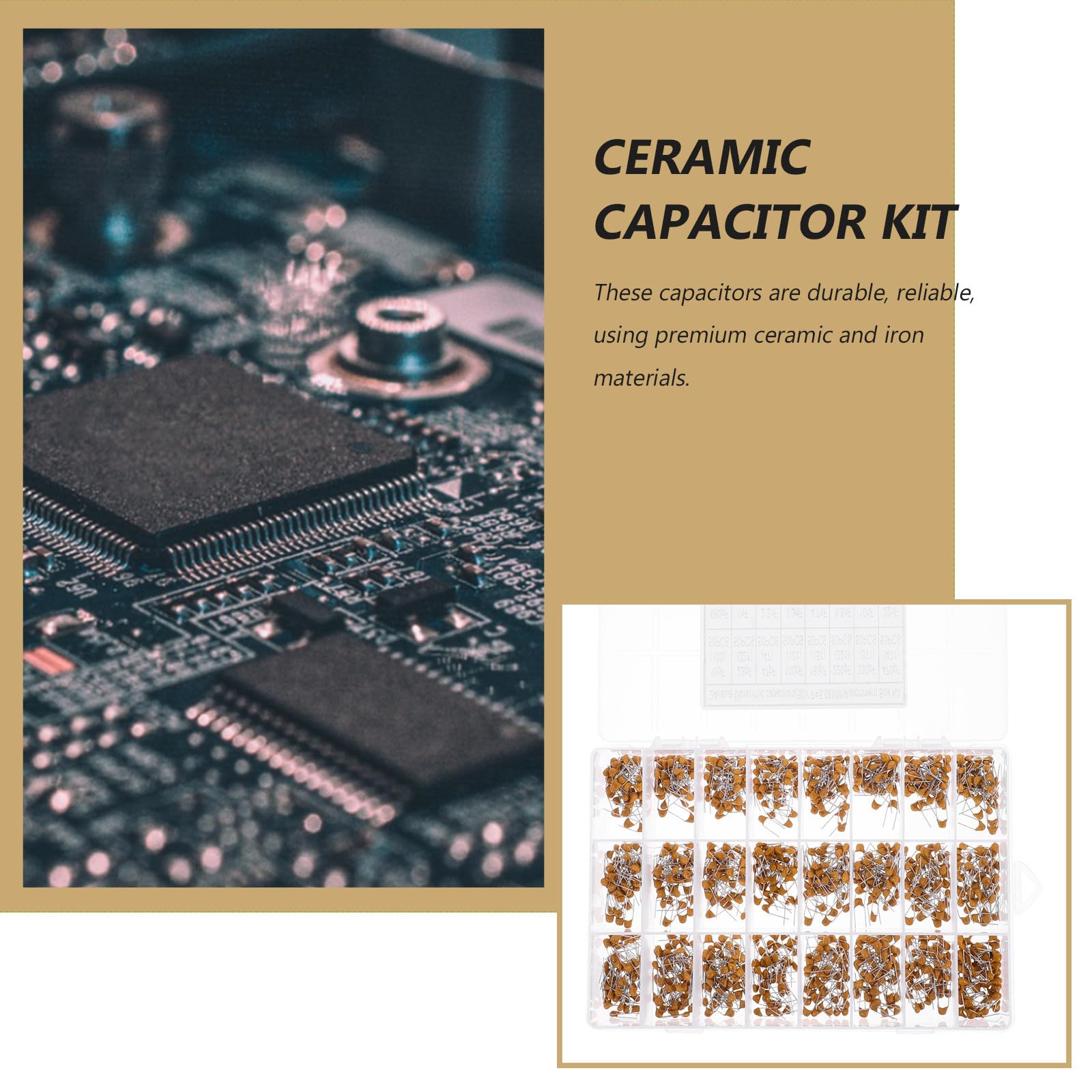 Kit de Condensadores Cerámicos Monolíticos y Capacidad de 10pf a 10uf, Almacenamiento Organizado 1200 Piezas Caja Resistente para Equipos de Audio y Fuentes de Alimentación