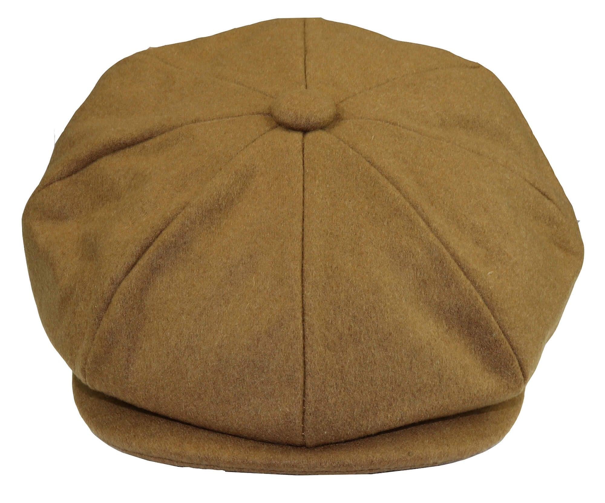Infinity Leather Mens Peaky Blinders Newsboy 8 Panel Hat - Tan Wool - Size Medium