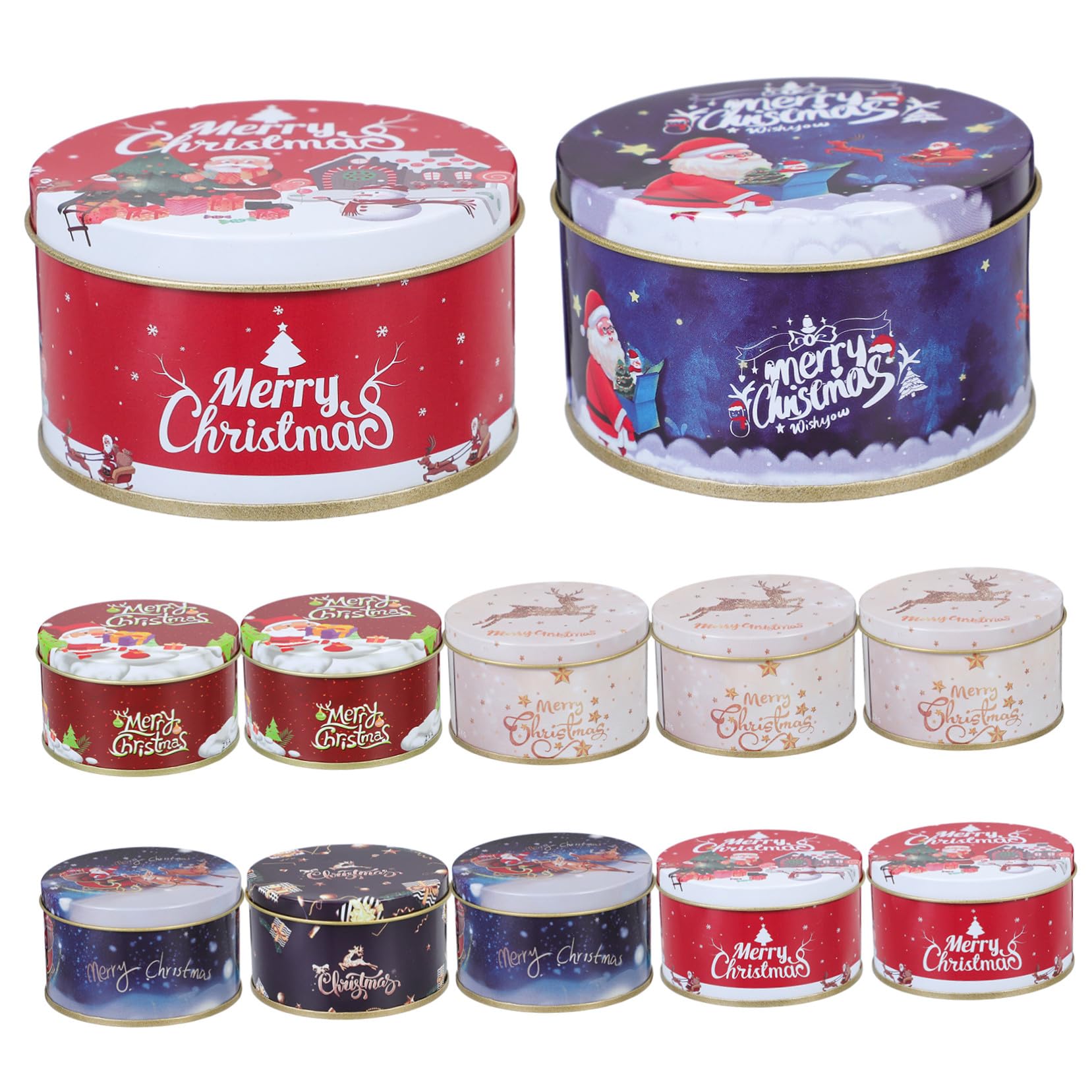 ZUNOXAZ 12piezas Cajas De Dulces Navideños De Hojalata Resistentes Unidades Surtidas Para Fiestas y Almacenamiento De Chocolates