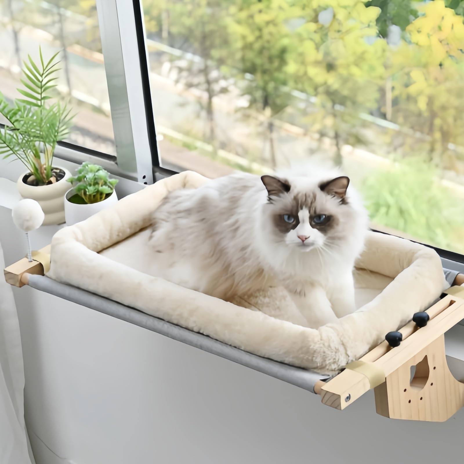Matelas pour chat, design hamac de fenêtre, convient pour toutes les saisons, convient à tous les types de chats, peut être placé sur le rebord de la fenêtre, le sol et le chevet, avec griffoir pour