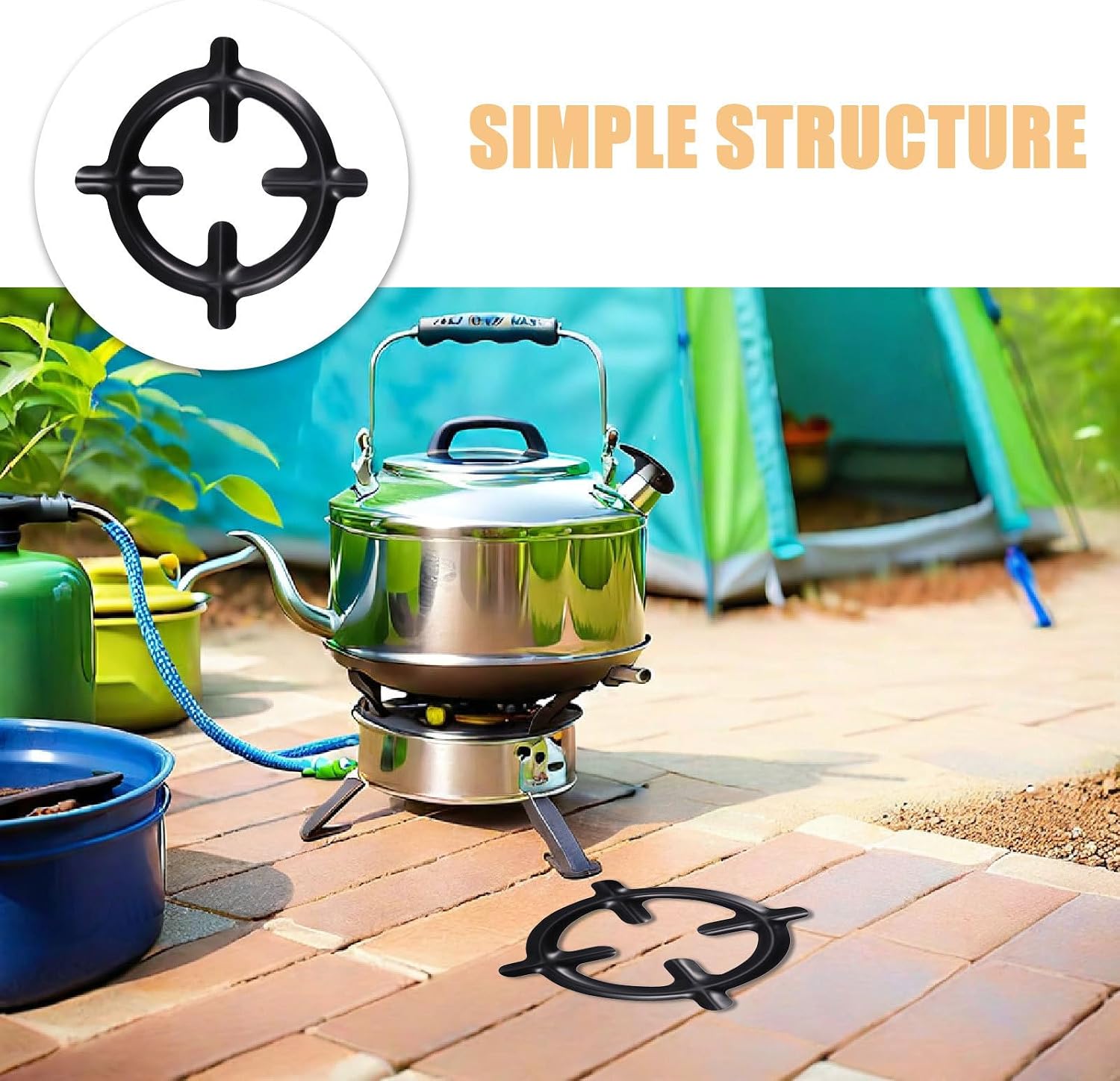5pcs round Iron Espresso Maker Stand for Camping Small Cookware