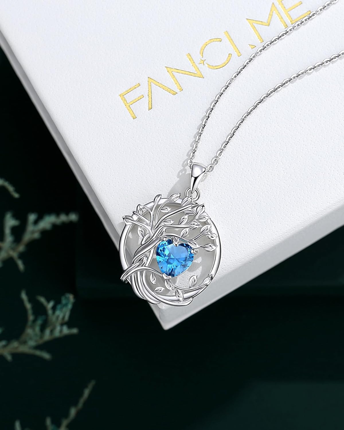 FANCIME Tree of life Birthstone necklace Sterling Silver Pendant Birthstone Necklace Gemstone Anniversary Birthday Jewelry Mothers Day Gifts for Mom Her Wife - Image 6