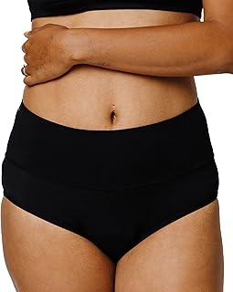 MOONTHLIES Period Underwear for Women, High Waist Brief Menstrual Panties for Adult, Teens, Girls, Plus Size (Black / 1 pair, XL)