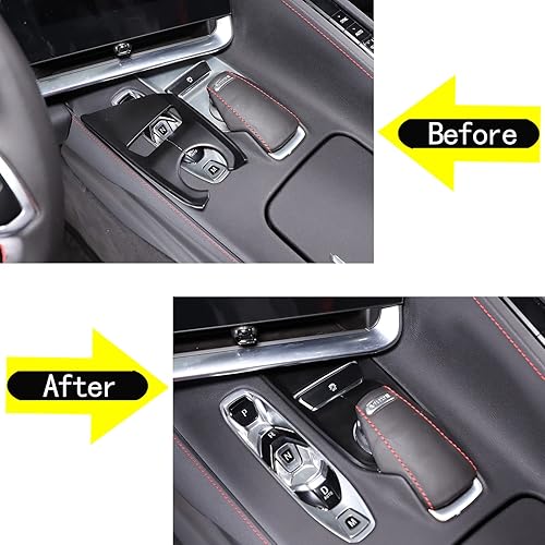 Miniatura 5 de Sekhyna Cubierta de panel de palanca de cambios ABS compatible con Chevrolet Corvette C8 Stingray 2020-2023 consola central antideslizante para
