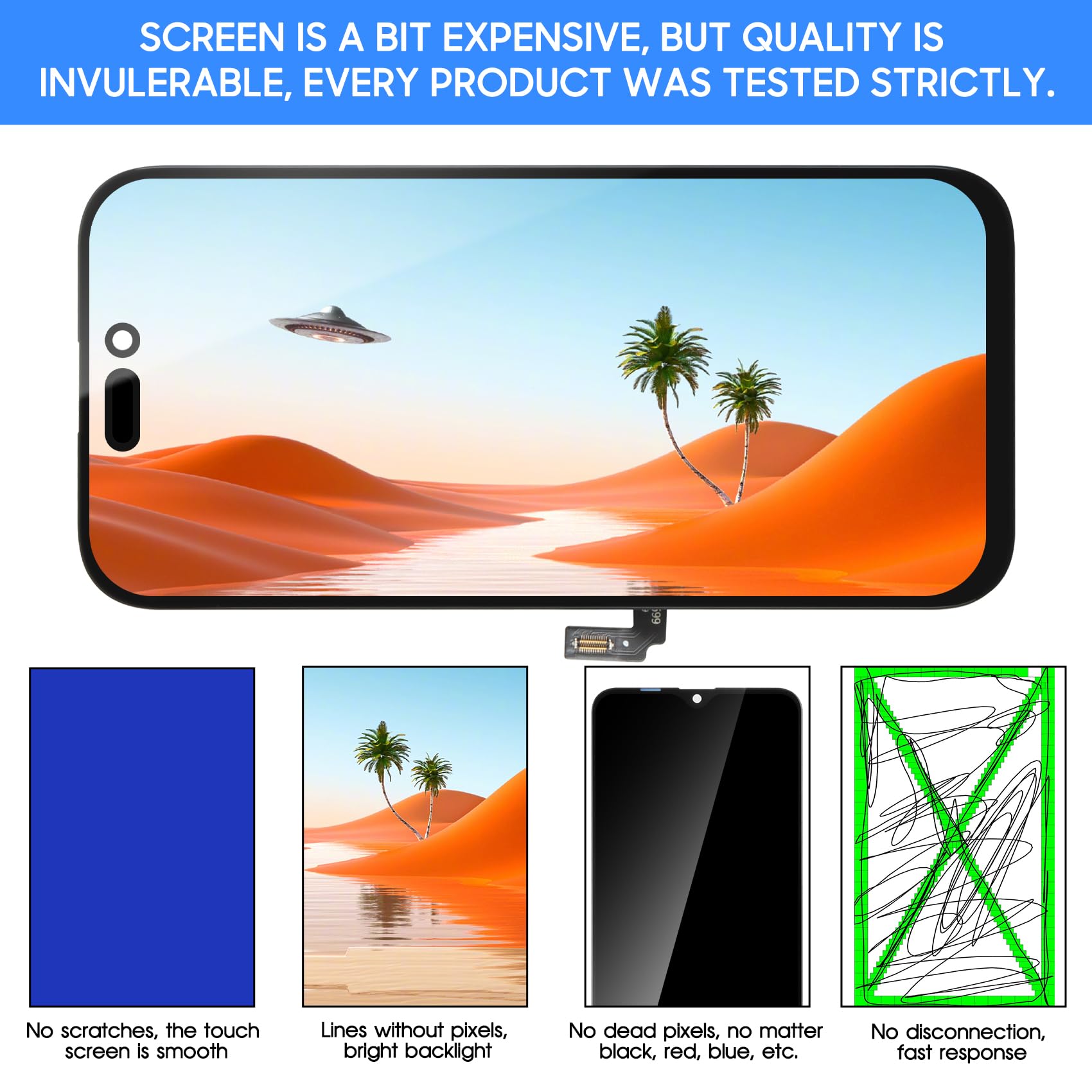 LADYSON INCELL LCD Bildschirm für iPhone 16 Bildschirm Ersatz, 6,1 Zoll FHD für iPhone 16 LCD Display Touch Digitizer Bildschirm Montage mit Werkzeug Set Panzerglas (für A3287, A3081, A3286, A3288)