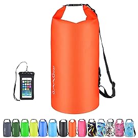 OMGear Waterproof Dry Bag Backpack Waterproof Phone Pouch 40L/30L/20L/10L/5L Floating Dry Sack For Kayaking Boating Sailing Canoeing Rafting Hiking Camping Outdoors Activities (Orange2, 5L)