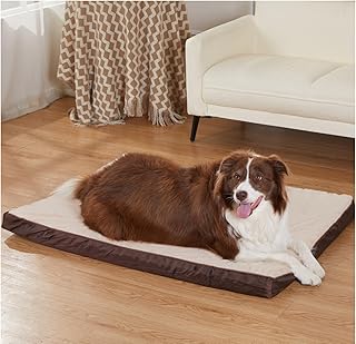 GUPPBF orthopädisches Hundebett für große Hunde, umwandelbares Hundebett (kalt/warm), abnehmbar und waschmaschinenfest, wasserdichtes Bett für Haustiere, Beige, 89 cm × 68 cm × 7,5 cm product image