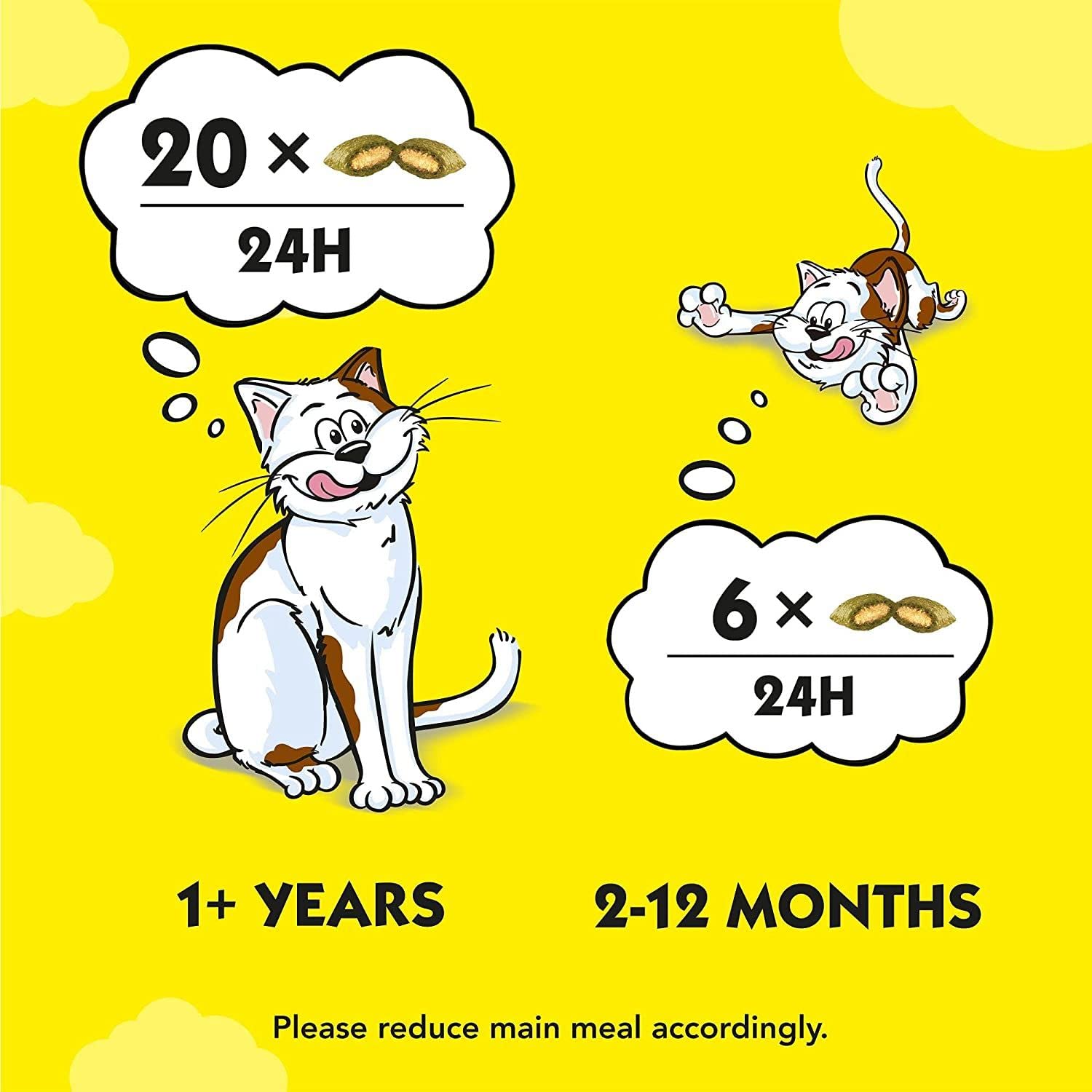 Dreamies Cat Treats, gustosi snack con erba gatta, 8 sacchetti da 60 g