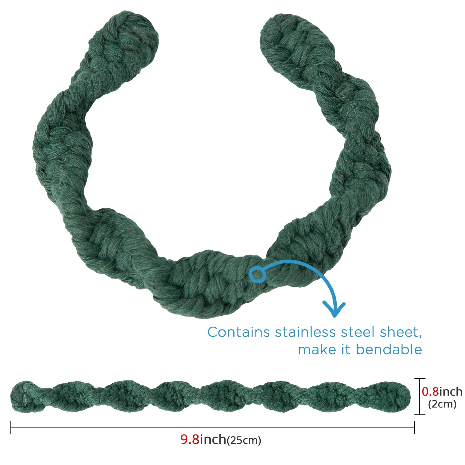 Pretty Jolly 2 Pack Natural Cotton Rope Curtain Tiebacks Farmhouse Rustic Style Decorative Drape Tie Backs Spiral Braided Curtain Holdbacks for Home & Office Sheer/Light Weight Drapery (C-Dark Green) - Image 4