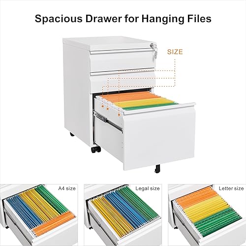 Miniatura 20 de LUCYPAL Archivador de 2 cajones, archivadores de madera con barras colgantes para tamaño carta, archivadores para oficina en casa, archivador