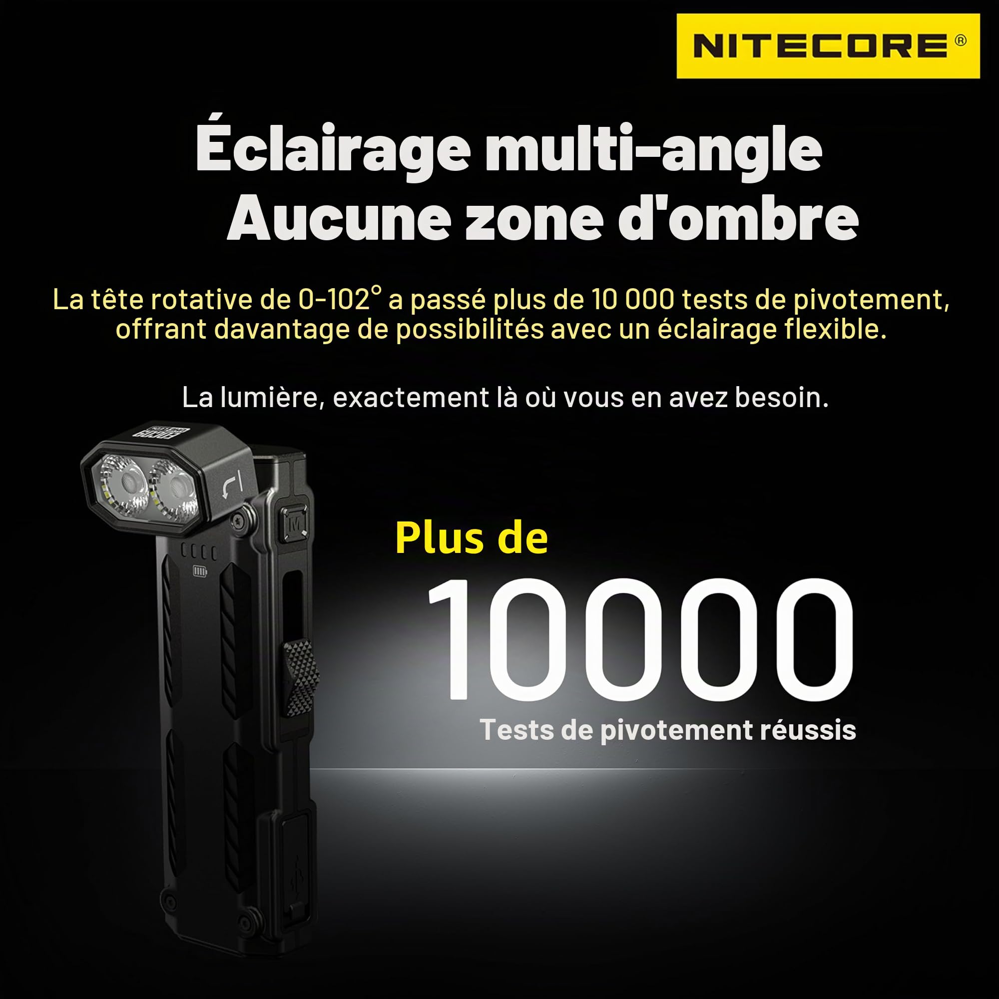 Nitecore EDC09 High CRl Trois Températures de Couleur Angle Réglable EDC Lampe de Poche