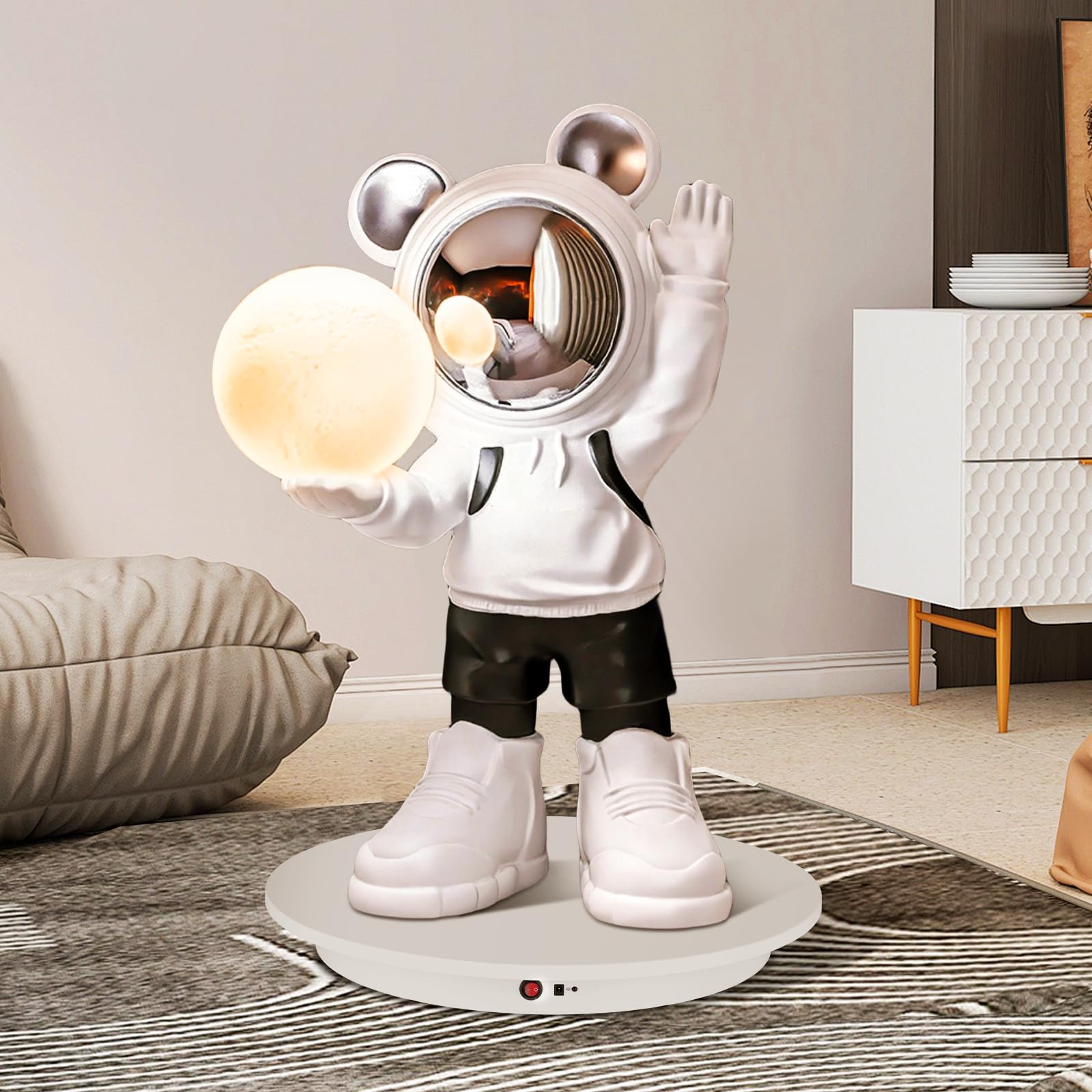 YJINGRUI Plato giratorio eléctrico de 60 cm, plato giratorio eléctrico para fotografía, plato giratorio con mando a distancia, soporta 150 kg, ángulo de velocidad y dirección ajustable (blanco)