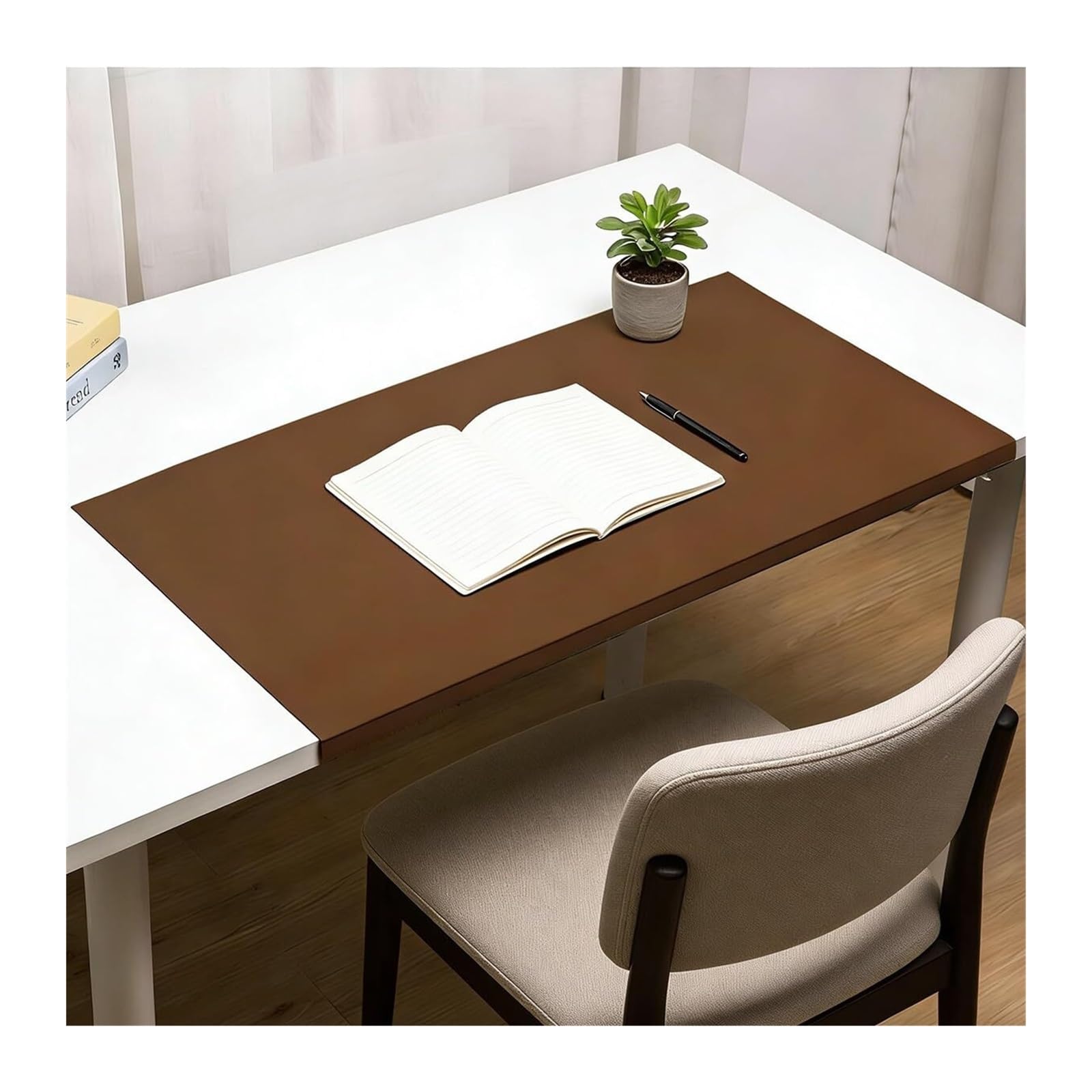 Schreibtischunterlage mit Kantenschutz – Verlängertes Tastatur- & Mauspad, wasserdicht, rutschfest für Büro, Arbeit, Schreiben & Studium(Braun,70x35cm)