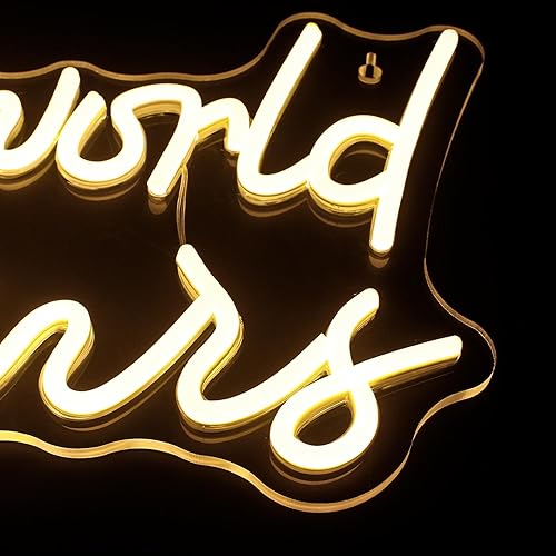 Miniatura 3 de Lucunstar Letreros de neón de The World Is Yours, letrero de neón de San Valentín, luz de neón LED blanca cálida para decoración de pared, letrero