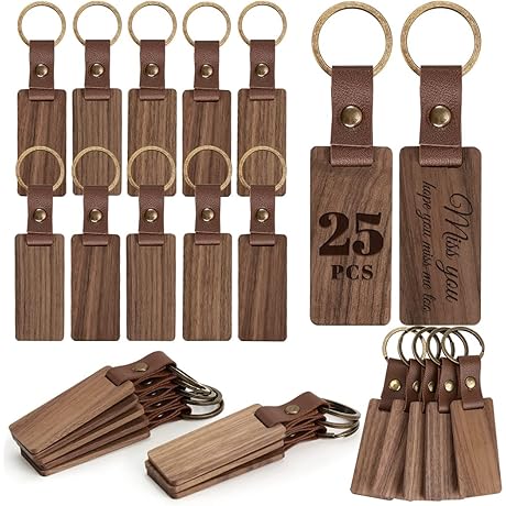 Auihiay 25-Piece Unfinished Wood Keychain Blanks for Versatile Creative Expression