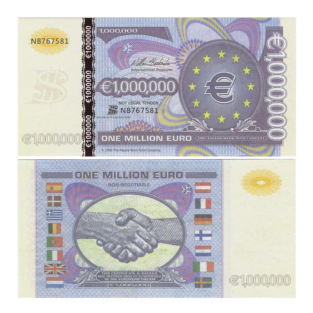 One Million Euro Fantasy Banknote (2000) – Novelty Souvenir Currency Note | Not Legal Tender | Collectible Paper Money | Global Unique Design | Premium UNC Collectible-image-36