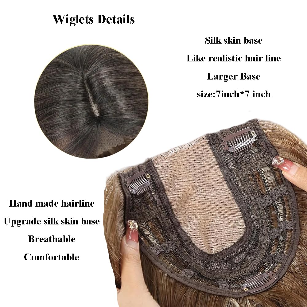 20-Inch Wavy Synthetic Hair Topper with Natural Hairline, Large 7"x7" Base for Thinning Hair - Handmade hair pieces - Image 3