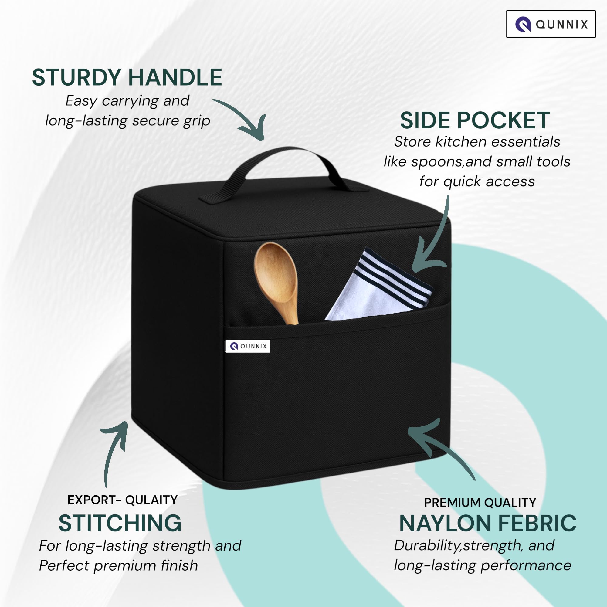 Dustproof & Waterproof Washable Air Fryer Cover for Pigeon 4.2 Liter | Kitchen Appliance Protector with Handle & Pocket | For Everyday Use Man & Woman | Perfect Fit (24x31x31) – Black — Amazon image 4