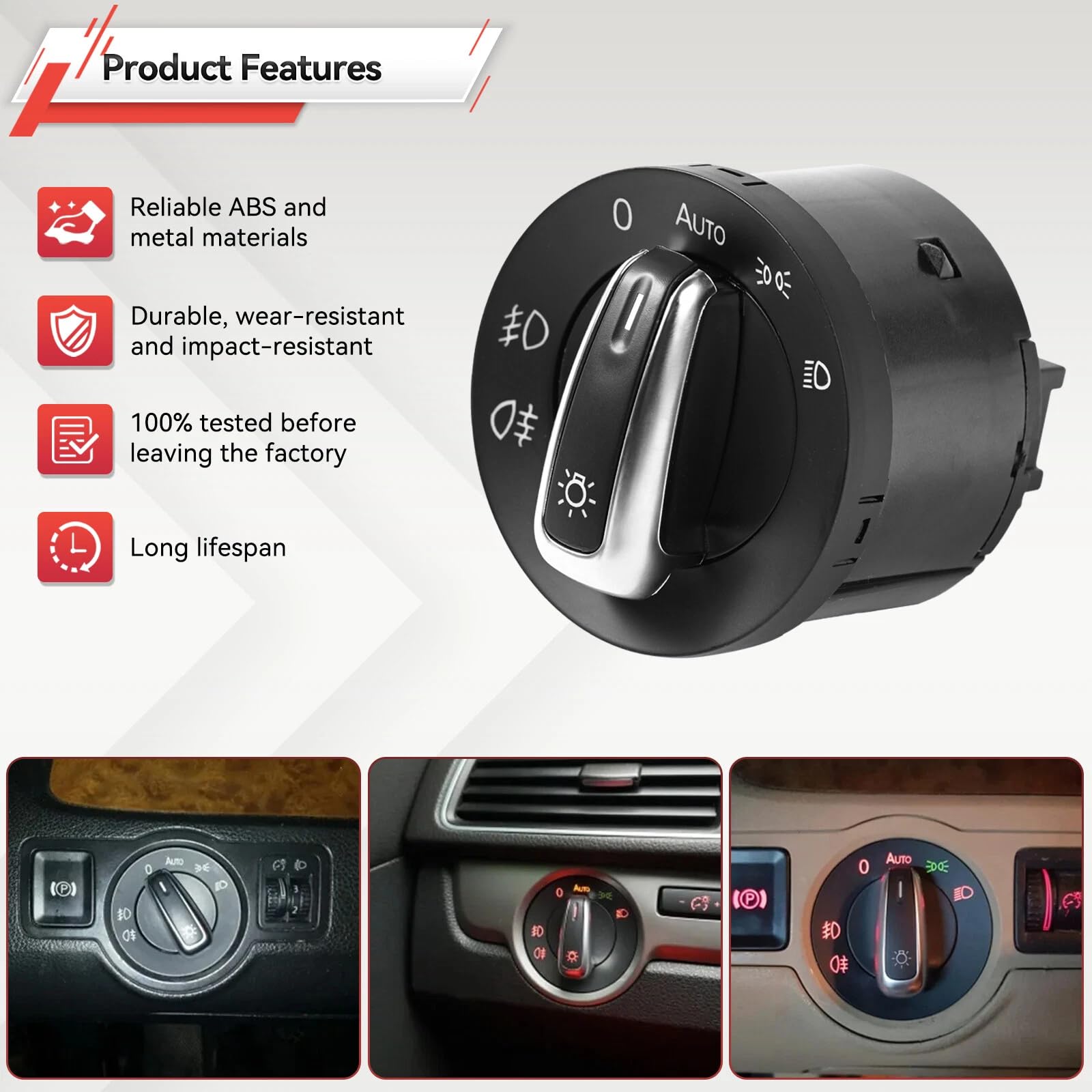 Interruttore luci fari per Golf V Hatchback Golf V Variant Golf Plus Passat B6 Berlina Passat B6 Variant 5ND941431B 3C8941431A
