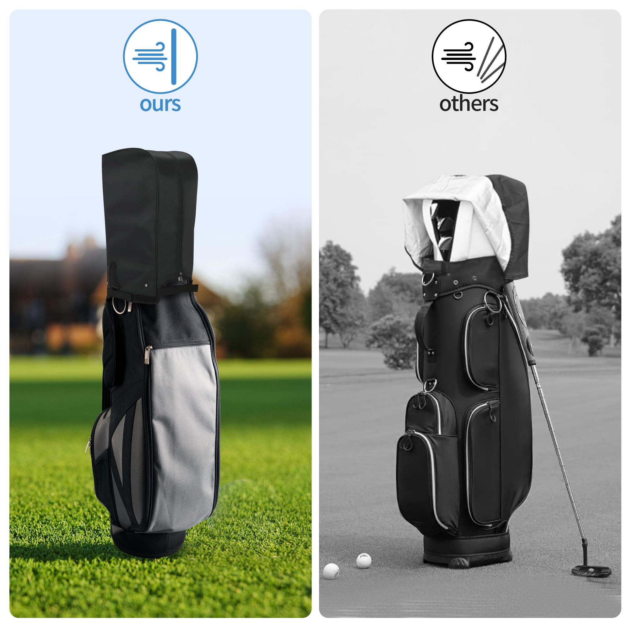 ohbien Housse de pluie imperméable universelle pour sac de golf avec sangles à boucle fixe, tissu Oxford 900D, accès facile, s'adapte à la plupart des sacs de golf et chariots de transport