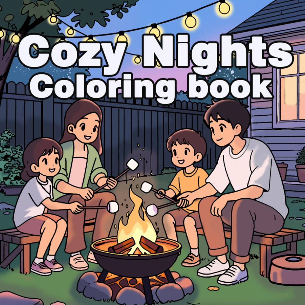 Cozy Nights Coloring Book: Relaxing Evening Scenes to Unwind with Starry Skies, and Calm Vibes